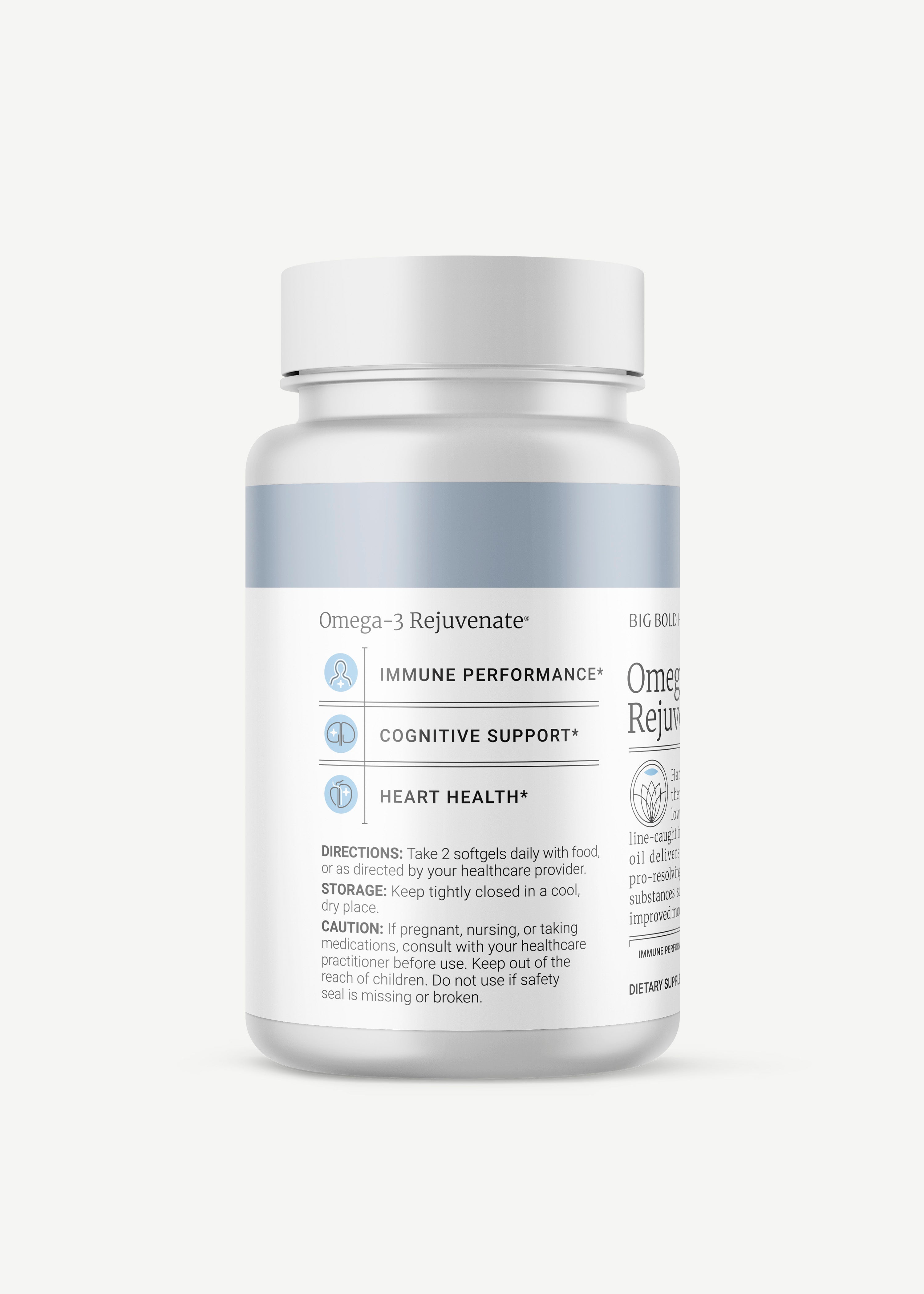 HTB Rejuvenate supplement bottle with capsules and wooden backdrop.