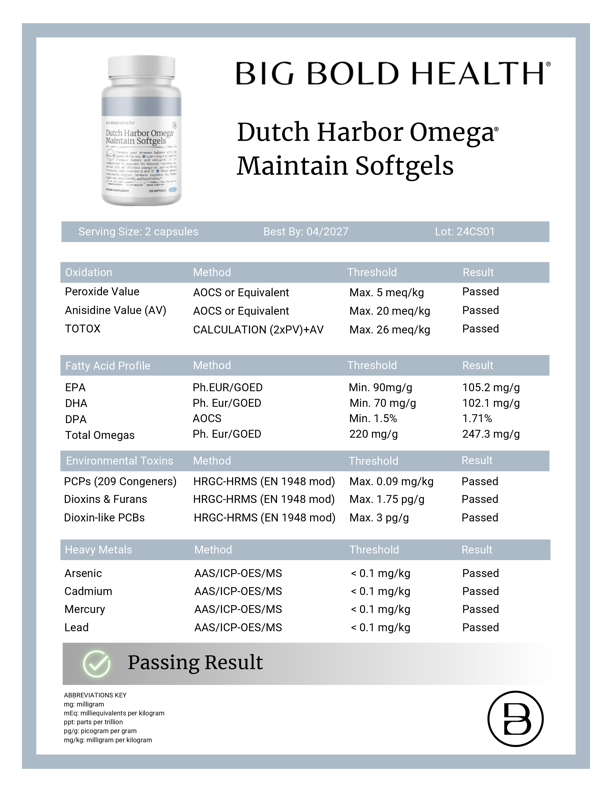 Dutch Harbor Omega® Maintain Softgels