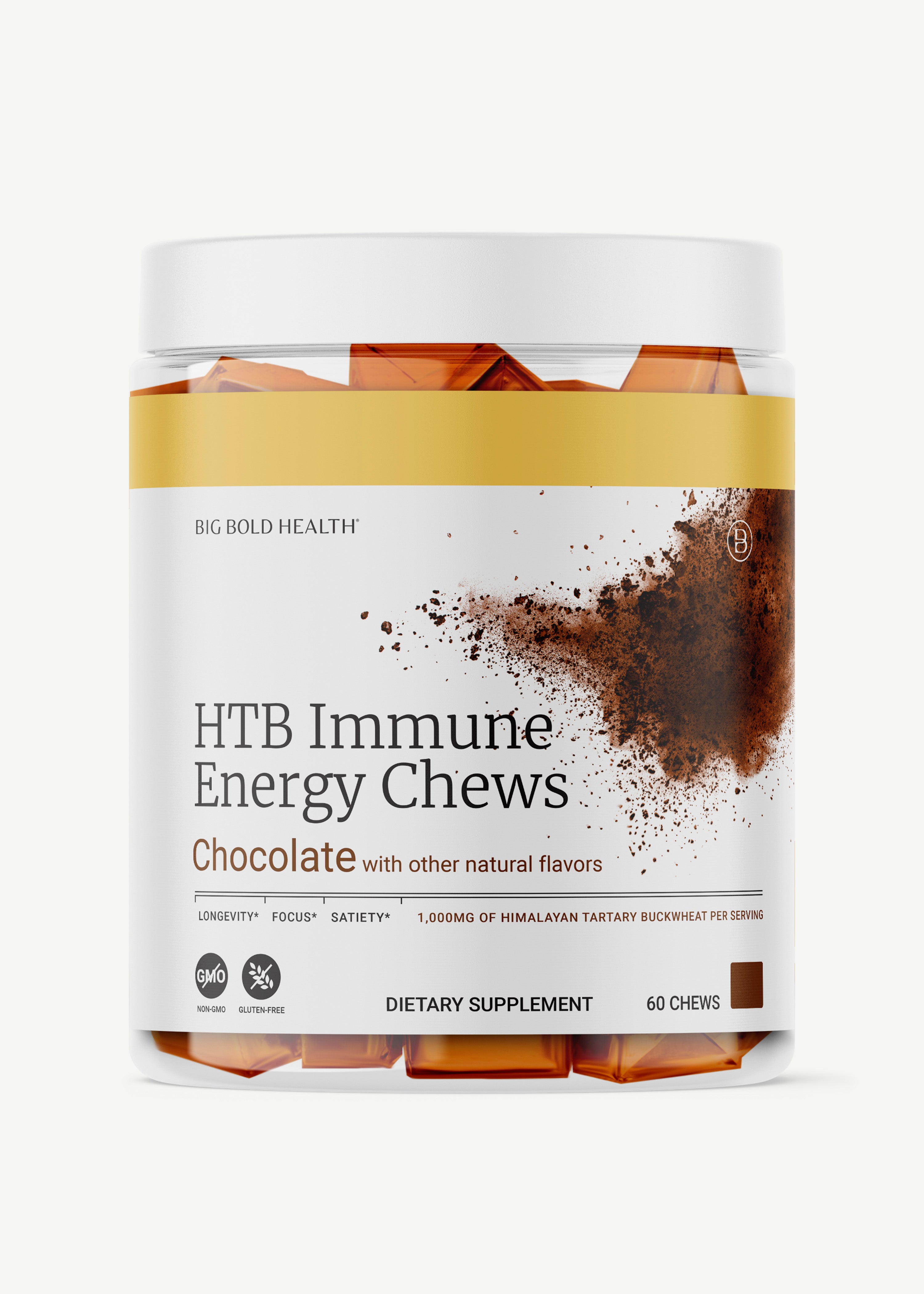 HTB Rejuvenate supplement bottle with capsules and wooden backdrop.
