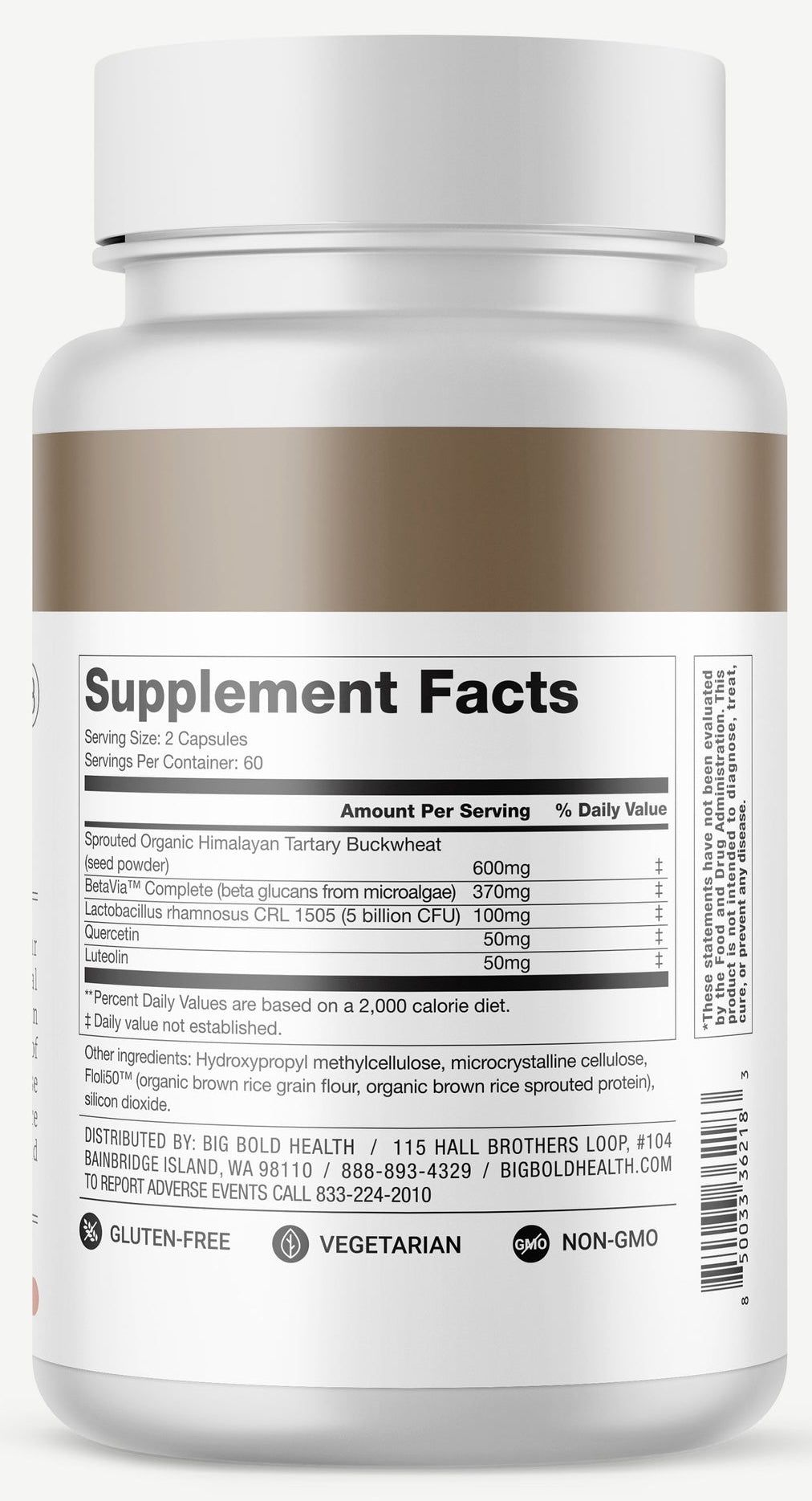 HTB Rejuvenate supplement bottle with capsules and wooden backdrop.