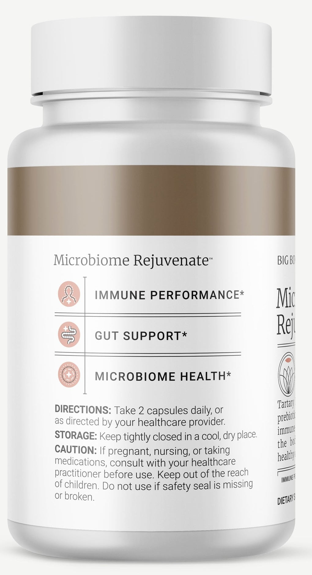 HTB Rejuvenate supplement bottle with capsules and wooden backdrop.